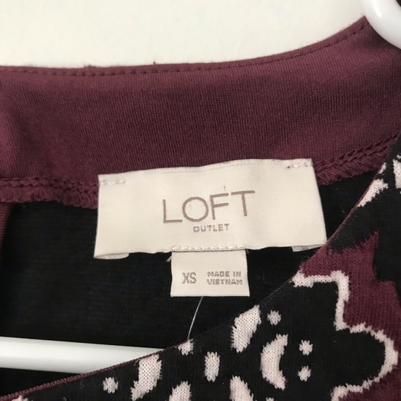 Loft shift Dress size XS purple, black, cream - Picture 4 of 8